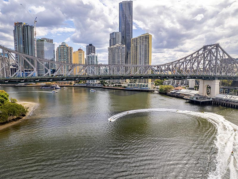 Vue aérienne de la ville de Brisbane et de sa rivière en Australie