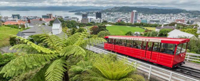 Vue de Wellington et du Cable Car en Nouvelle-Zélande