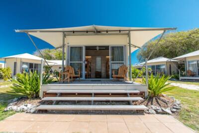 Vue extérieure d'un bungalow sur Lady Elliot Island